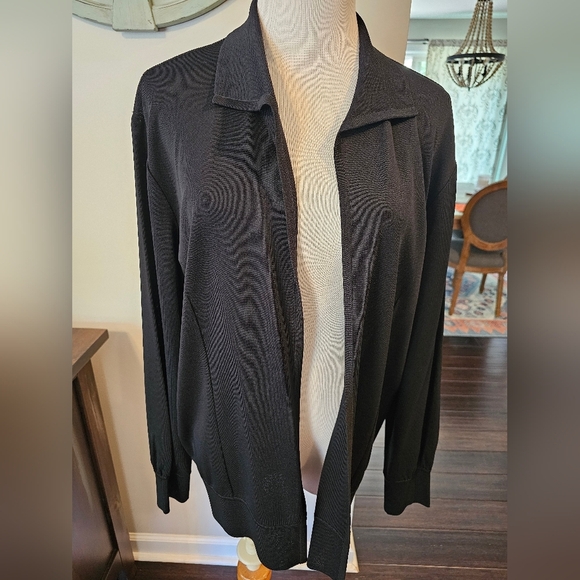 Exclusively Misook Size Medium Black Open Blazer Acrylic Knit Jacket Designer - Picture 1 of 10